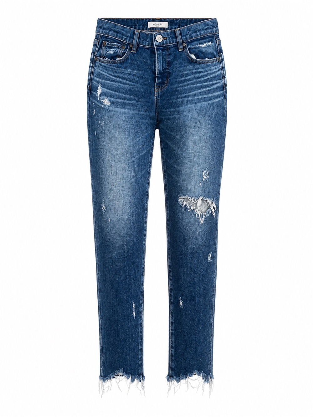 Moussy Distressed Dark Blue Skinny Jeans Size 28 Raw Hem Japanese Denim